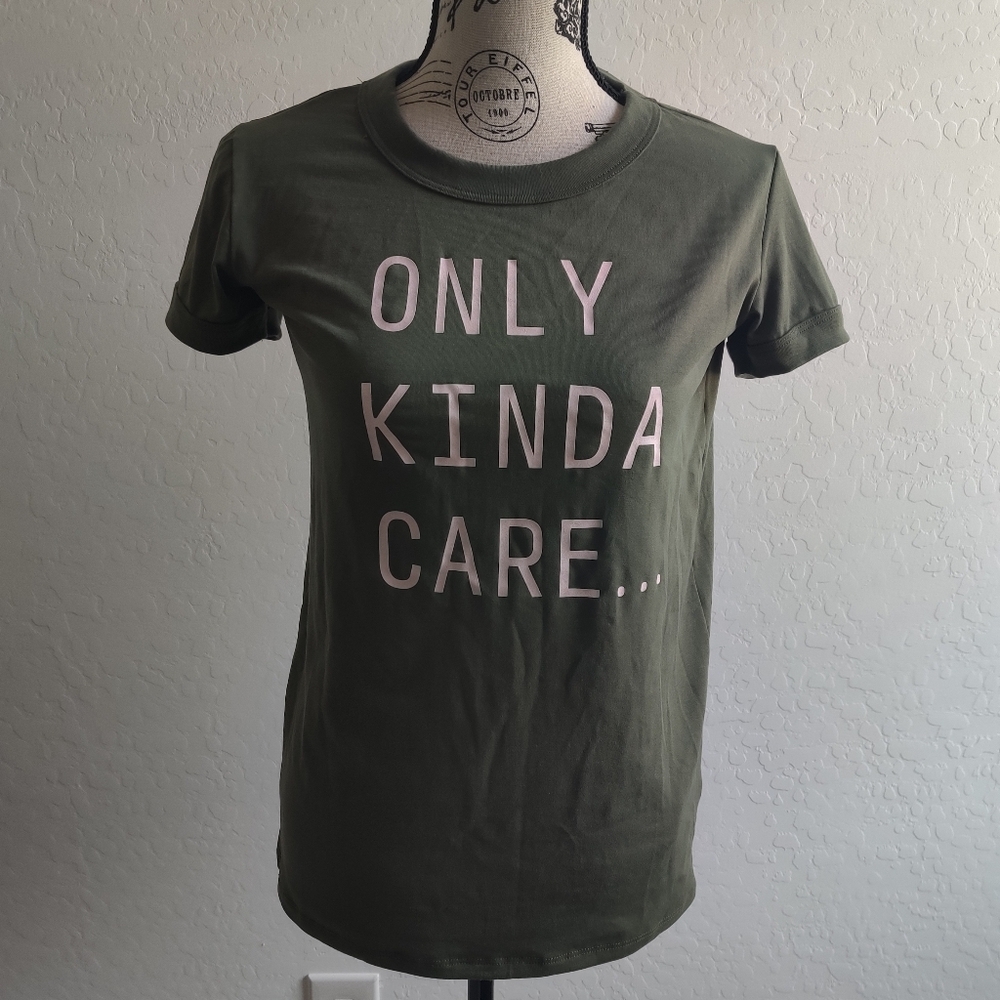 🆕 LuLaRoe "Only Kinda Care" Statement Olive Green Liv Casual t-shirt_XXS